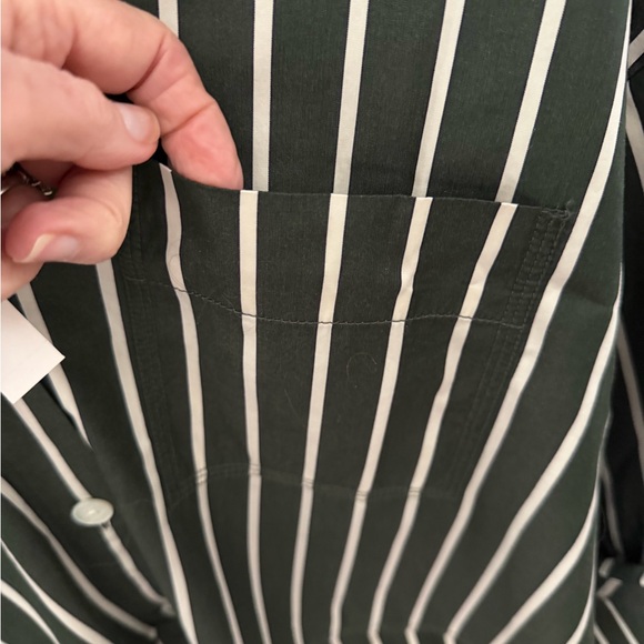 Madewell Dark Green and White Striped Button-Up Shirt - Picture 5 of 8